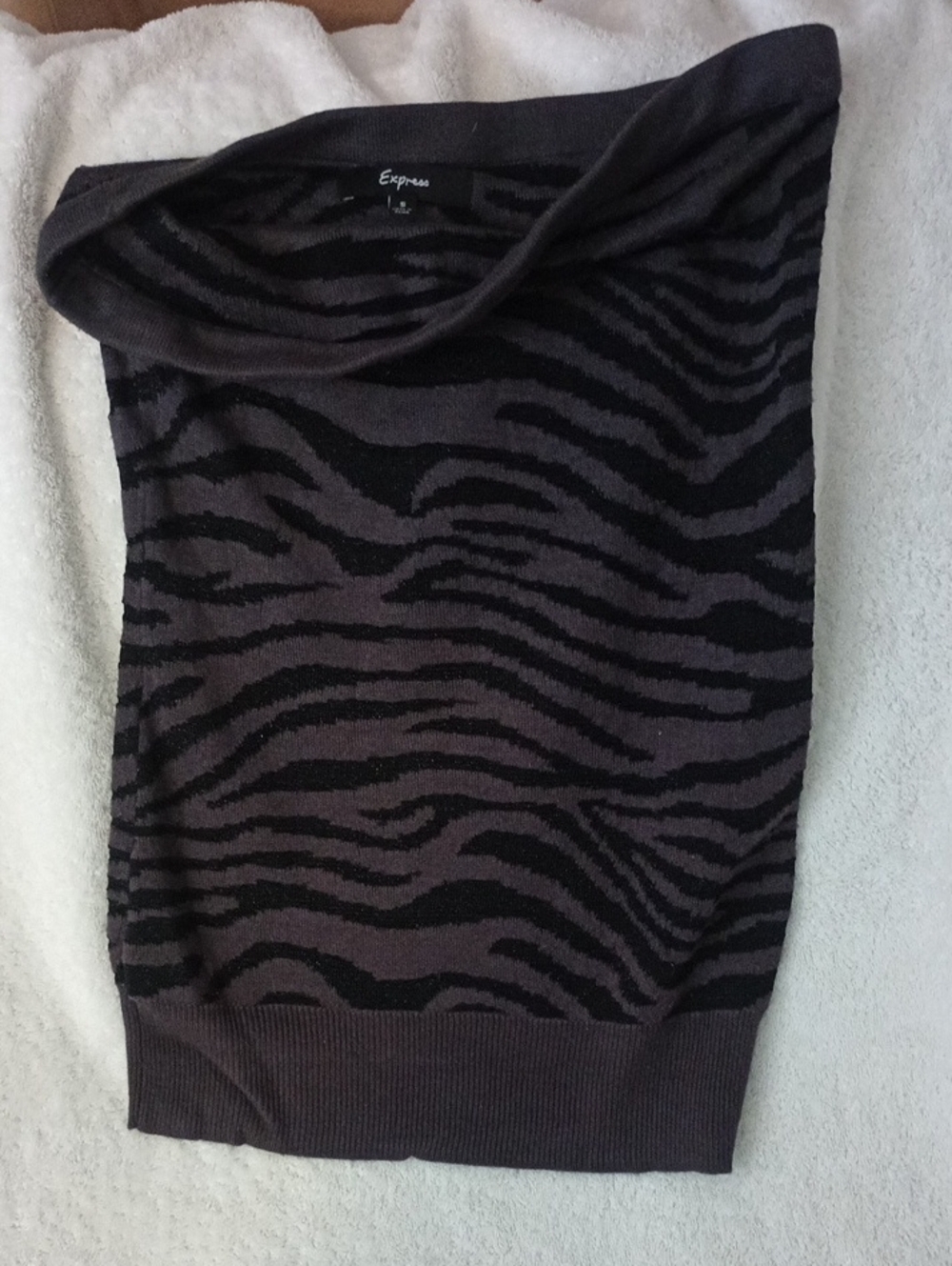 Express Black & Charcoal Zebra Print Tube Top